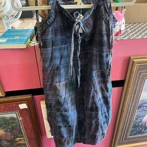 Earthbound Plaid Sleeveless Tie Dress